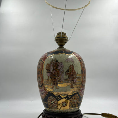 Satsuma Hand Painted Vintage Πορτατίφ Πορσελάνης – Συλλεκτικό Διακοσμητικό Φωτιστικό Ασιατικής Τέχνης