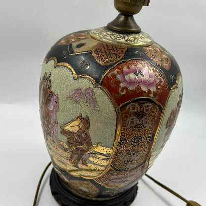 Satsuma Hand Painted Vintage Πορτατίφ Πορσελάνης – Συλλεκτικό Διακοσμητικό Φωτιστικό Ασιατικής Τέχνης