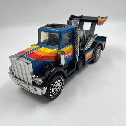 Vintage Tσίγκινο 1981 Buddy L Kenworth Race Truck Συλλεκτικό Τσίγκινο Ρυμουλκό Φορτηγό
