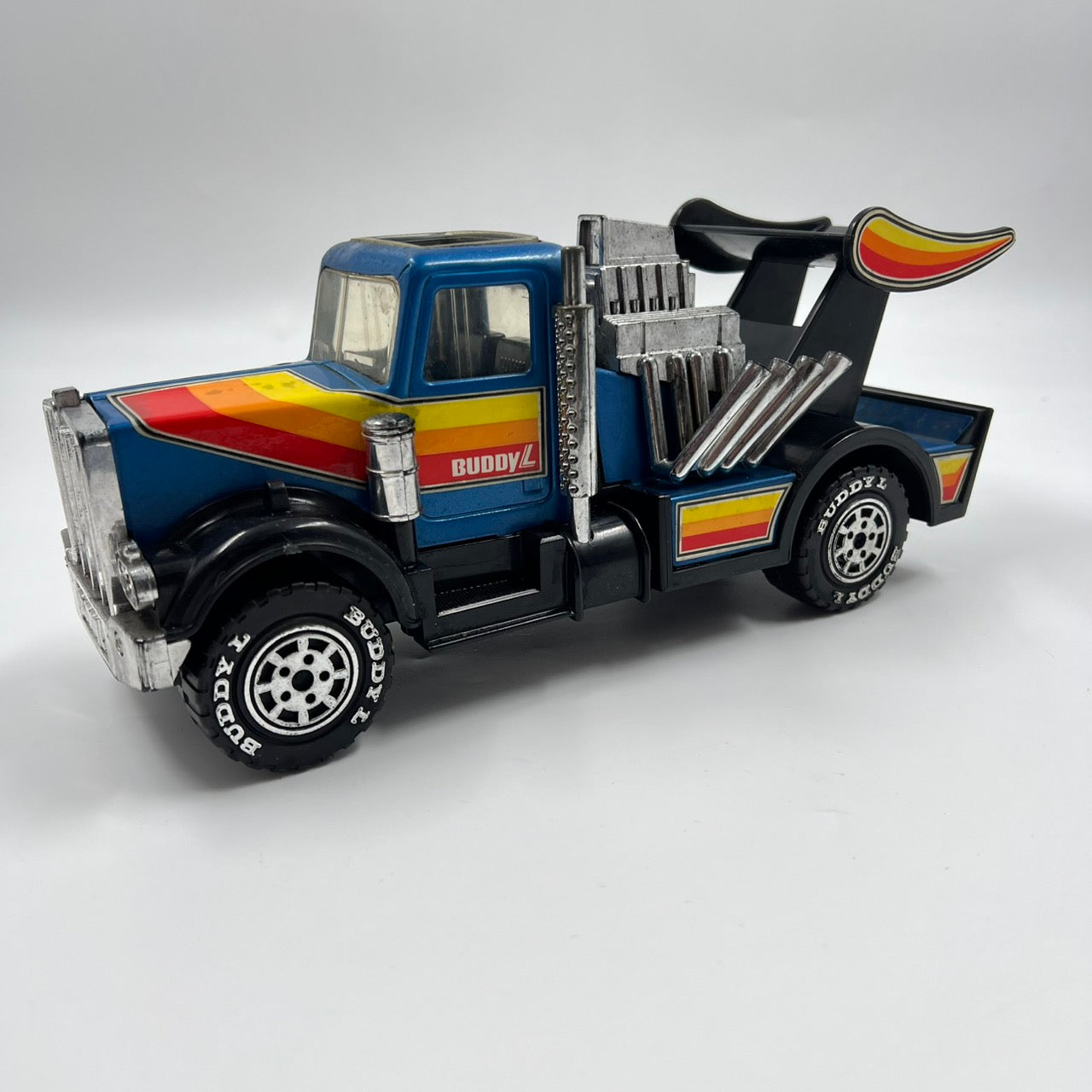 Vintage Tσίγκινο 1981 Buddy L Kenworth Race Truck Συλλεκτικό Τσίγκινο Ρυμουλκό Φορτηγό