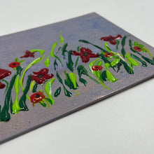 Ενυπόγραφος Χειροποίητος Ανάγλυφος Καμβάς με Κόκκινα Λουλούδια – Impasto Τεχνική