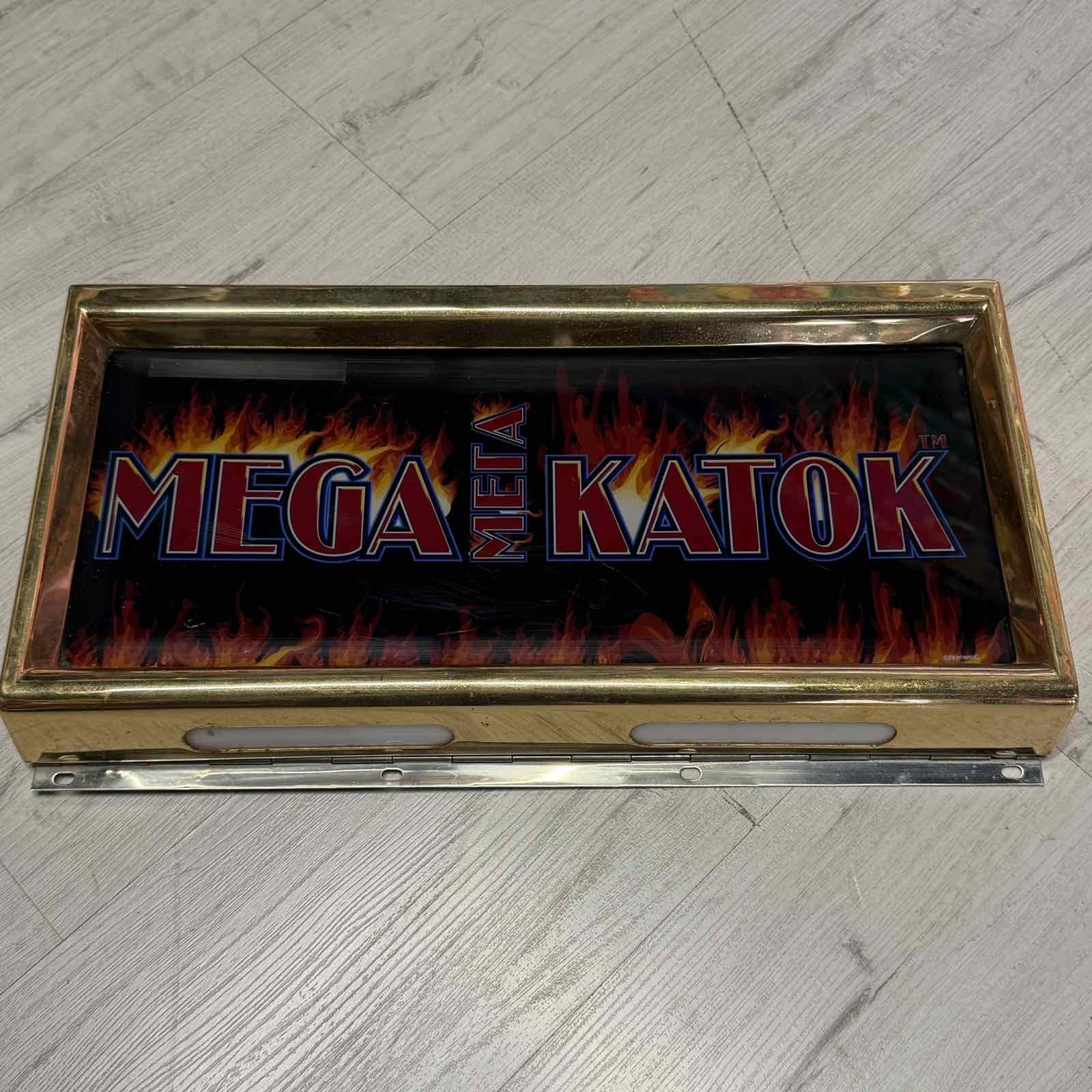 mega mel katok slot machine marquee casino arcade decorative sign with flames
