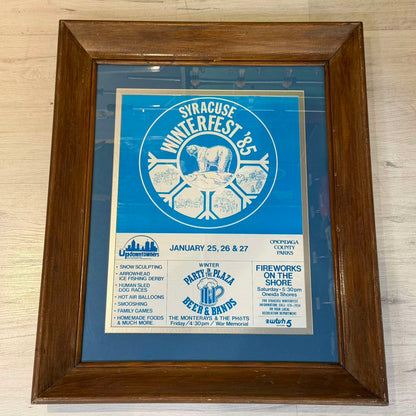μεγάλη κορνιζαρισμένη vintage αφίσα syracuse winterfest 1985 διακοσμητικός πίνακας τοίχου