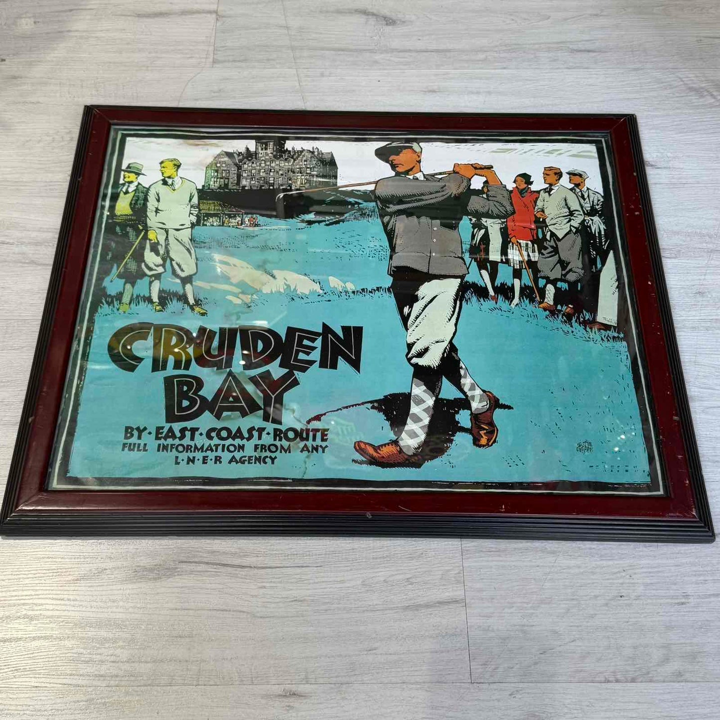 κορνιζαρισμένη vintage αφίσα γκολφ cruden bay διακοσμητικός πίνακας τοίχου