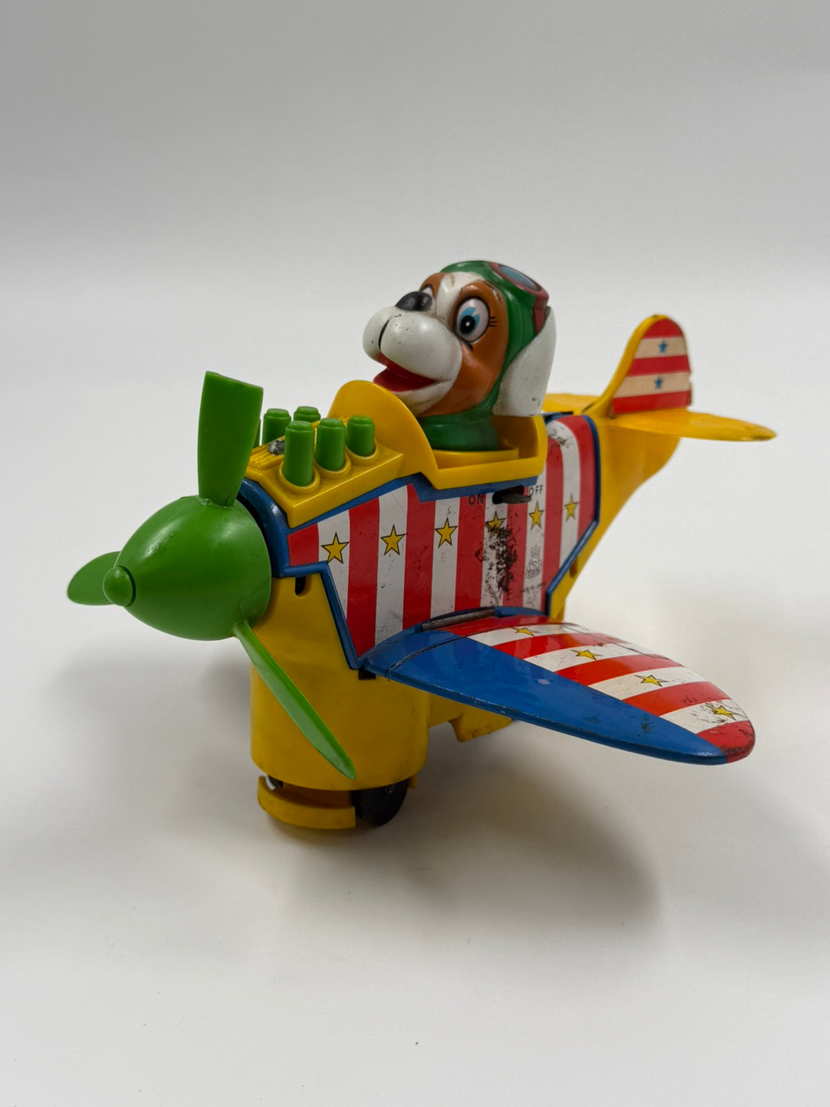Vintage TPS Jolly Plane Doggy Pilot – Tin Toy Αεροπλάνο Made in Japan 1960s (For Parts / Repair)