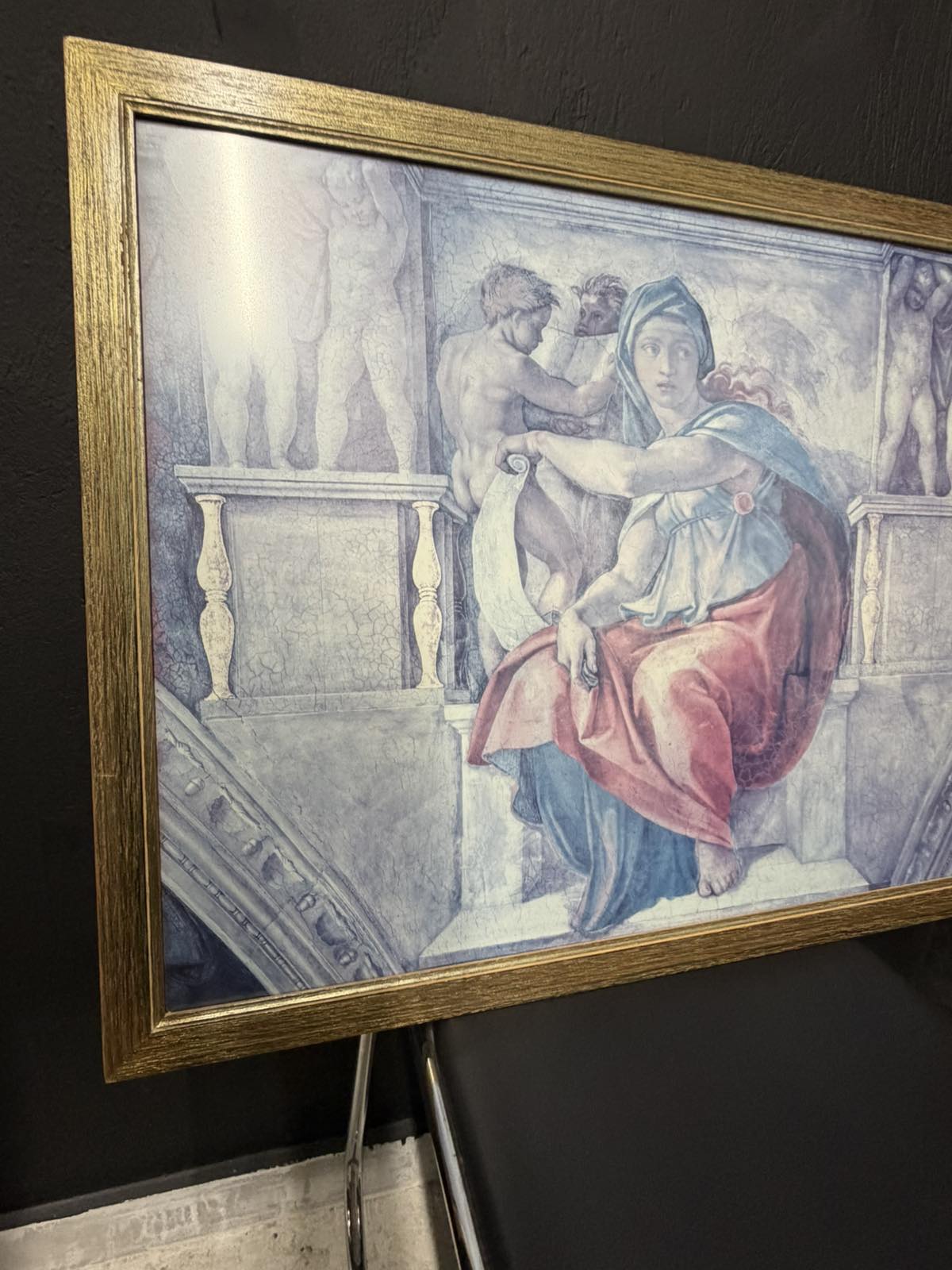 Κάδρο Αναγεννησιακού Στυλ – Εκτύπωση Michelangelo Sibyl σε Ξύλινη Πανέμορφη Χρυσή Κορνίζα (Art Print) 86Χ66