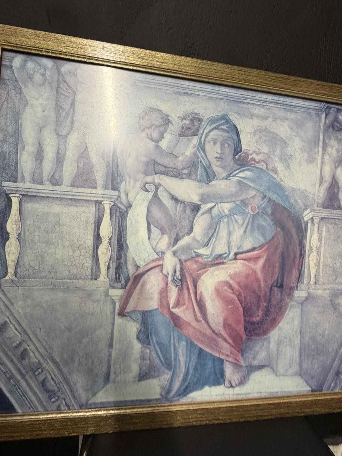 Κάδρο Αναγεννησιακού Στυλ – Εκτύπωση Michelangelo Sibyl σε Ξύλινη Πανέμορφη Χρυσή Κορνίζα (Art Print) 86Χ66