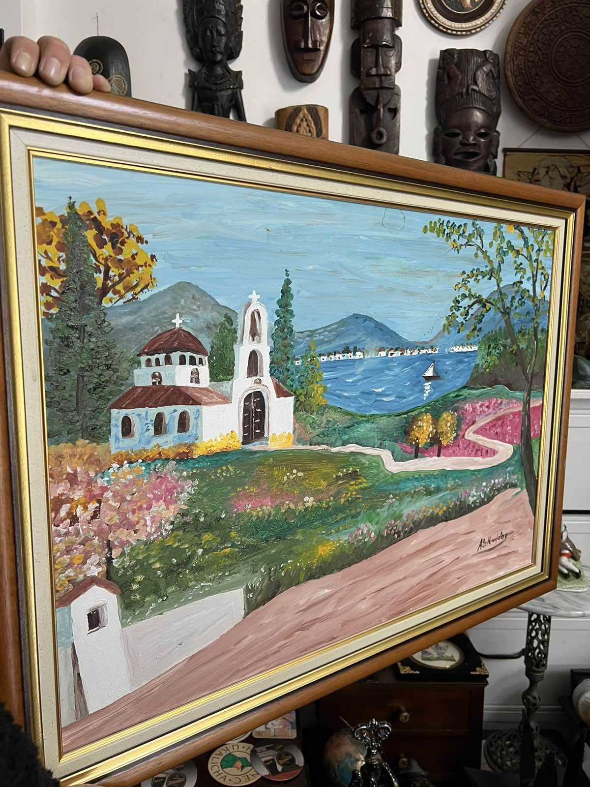 Πίνακας Σε Νησί Με Εκκλησάκι