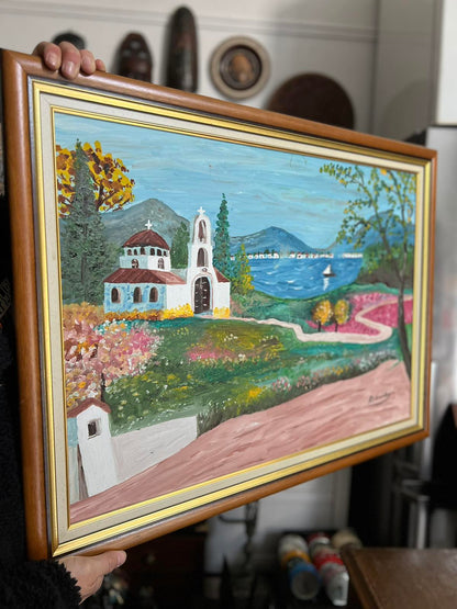 Πίνακας Σε Νησί Με Εκκλησάκι