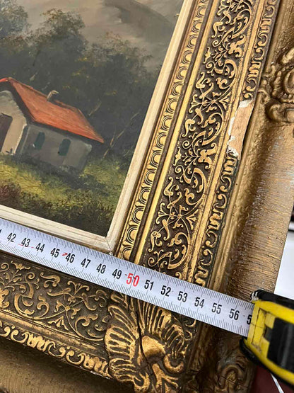 Πίνακας Με Σπίτι Στην Λίμνη Ζωγραφιά Με Ξύλινο Κάδρο