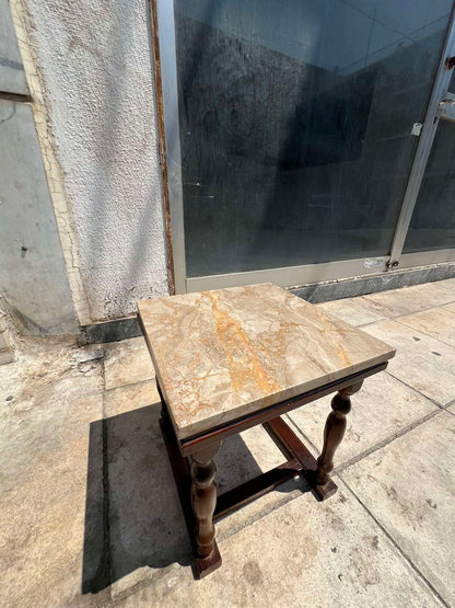 Μικρό Τραπεζάκι Ξύλινο Με Μαρμάρινη Βάση