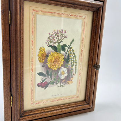 Ξύλινη Ρουστίκ Κλειδοθήκη Με Floral Γκραβούρα